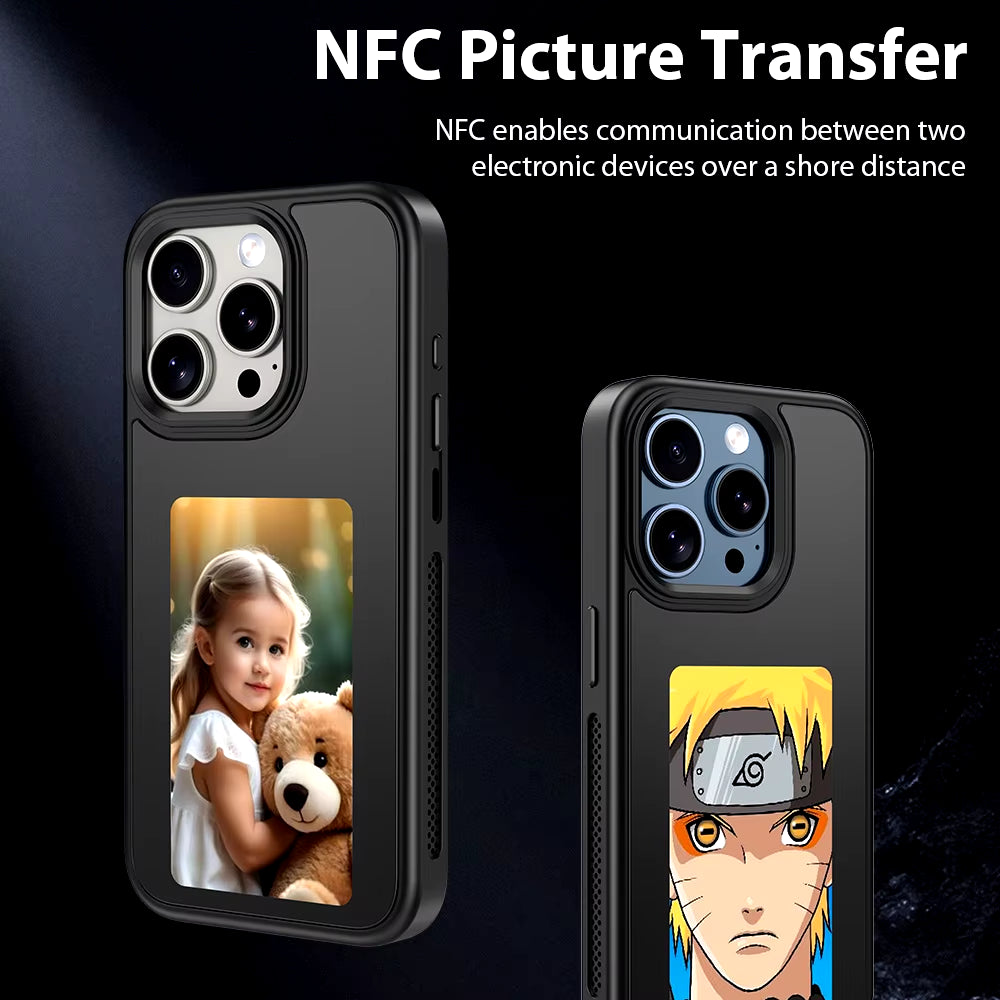 New-Tech NFC Function Phone Case for Iphone 15 14 13 Pro Max DIY Cases E Ink Screen Phone Cover Wear-Resisting Smart Iphone Case
